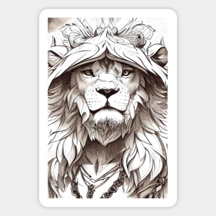 Lion Animal Wild Nature Illustration Line Epic Illustration Line Art Magnet